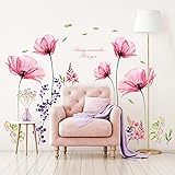 BASHOM BS-106 Fiore di Papavero Adesivi da Parete Fiori Murali farfalle Sticker Soggiorno Camera Letto per Bambini Murale dec