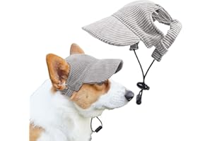 DWE Dog Baseball Cap, Summer Dog Sun Protection Hat Adjustable Pet Cat Dog Baseball Hat Visor Cap with Ear Holes for Puppy Small Medium Large Dogs (Grey, XL)