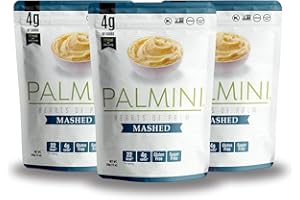 PALMINI Purée - Cœurs de palmier – Vegan | Sans OGM – Faible en calories – Faible en glucides – Keto – Sans Sucre – Casher – 338g | (Pack de 3)