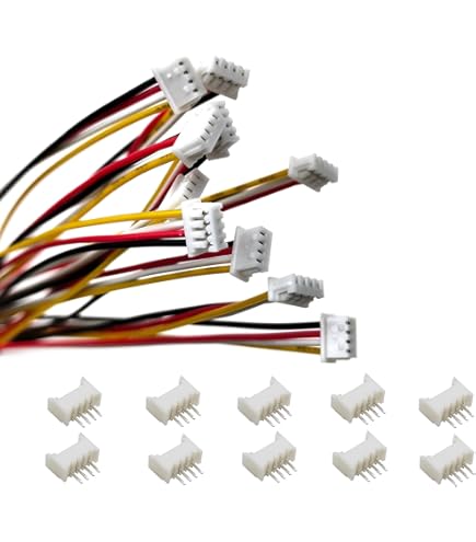 60-Pair JST 1.25mm 4-Pin Connector Kit - Male & Female Micro MX Plugs With 28AWG Cable (15cm Length)