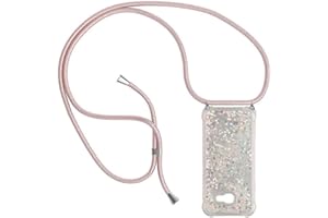 HongMan Funda Bling Glitter Liquida con Cuerda para Samsung Galaxy J4 Plus 2018,Transparente Cristal Suave Silicona TPU Bumper Protector Carcasa con Colgante Ajustable Cordón - Case y Correa