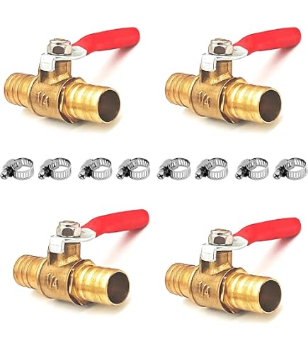 Produktbild von 2x 16mm 2-Wege Absperrkugelhahn Aus Messing Mit Schlauchanschluss – Inkl. 4 Klammern – Für Wasser, Öl & Gas