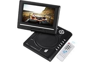 Topiky Lecteur de DVD Portable 7 ", Mini HD pivotant Écran 16: 9 de Voiture, Film CD CD TV/Fonction de Jeu Grande mémoire avec Batterie Rechargeable pour Voiture/Maison/extérieur/Voyage(EU)