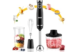 Cheflee 800W Frullatore Multifunzione 5 In 1 Frullatore Immersione, Mixer a Immersione Professionale,Mini Pimer ad Immersione, Tritatutto Per Fare Frullati, Purea, Pappe