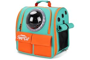 Galatée Mochila para Gatos, Mochila para Mascotas Mochila De Burbujas para Llevar Gatos, Mochila para Mascotas con Cápsula Espacial Ventilada, Mochila De Viaje para Perros Pequeños(Naranja)