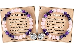 SUNSH Cadeau Maîtresse,Cadeau Professeur,2 PCS Bracelets pour Maîtresse Professeure,Merci Maitresse,Cadeau Maitresse D'école Maternelle Professeur,Cadeaux pour Maîtresse/Diplômes/Noël,Bracelet Femme