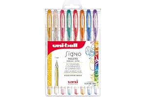 UNI-BALL uniBasketball Mitsubishi Ołówek - 8 Rollerów Tusz żelowy Signo - Kolory brokatowe - Point 1 mm - Duży napis - kreatywne rolki do Carterie i kreatywnego spędzania czasu