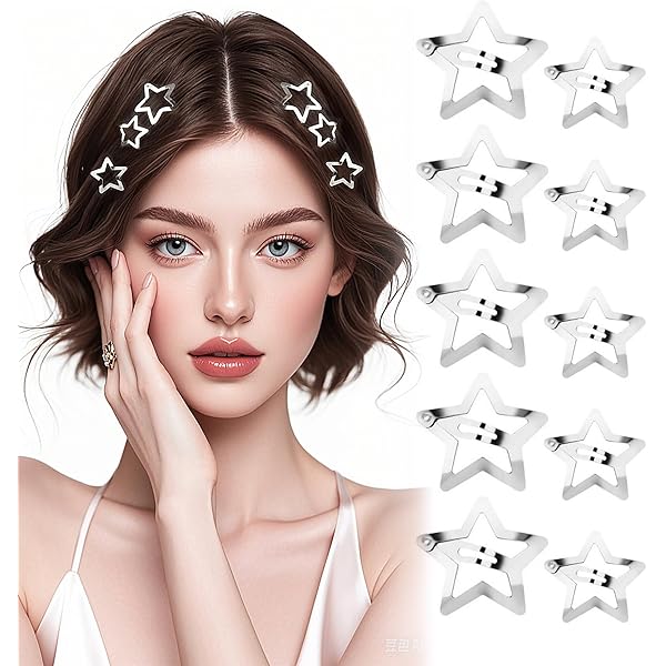Hoyols Stern Haarspangen Set – 50 Stück, Gemischt Silber & Gold, Y2K & 90er Style, Für Konzerte, Festival & Alltag