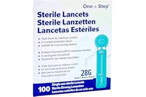 ONE STEP Lancette 28 G - 100 Pezzi I Lancette sterili Monouso I Lancette per il Sangue I Lancette di Sicurezza I Test della glicemia I Diabete