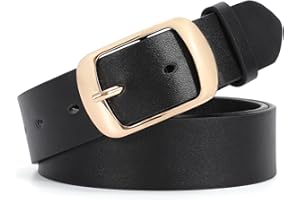 JasGood Damski skórzany pasek do dżinsów, spodnie, modny pasek dla kobiet z klamrą