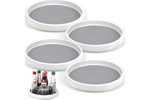 FNG8 Lazy Susan Especiero Giratorio [Pack de 4] - 25 cm Organizador Giratorio Antideslizante para Armario, Mesa, Alacena y Frigorífico - Plato Giratorio Organizador Cocina y Almacenaje