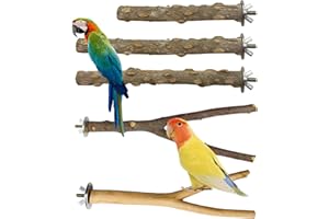 5 PCS Bird Perches Natural Wood CHUNLINLAODA-Parrot Perch Stand Set Budgie Perches Bird Perc/h Stand Toy Perc/h Accessories for Cage Bi/rd Cage Perch/es for Parrotlets (Original wood color, S)