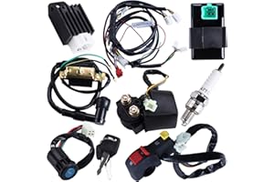 OTOHANS AUTOMOTIVE Full Wiring Harness Loom Coil Regulator CDI Solenoid Relay Spark Plug For 4 Stroke ATV 50cc 70cc 90cc 110cc 125cc Dirt Pit BIke Electric Start Engine By