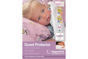 Hippychick Cotton Duvet Protector/Quilt Cover Set, 100 Percent Waterproof, Jersey Fabric, Anti Allergy, Machine Washable, Okeo-Tex Certified, White, 120 x 150 cm, Fits Cot Bed