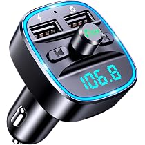 Trasmettitore FM Bluetooth Per Auto Ubric Con Vivavoce, Doppia USB E Lettore MP3 – Anello Luce Blu