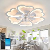Ventilateur Plafond Moderne VOLISUN Ventilateur De Plafond Avec Lumière Et Télécommande, 6 Vitesses Luminaire Avec Ventilateur