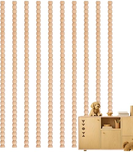16x Halbe Holzperlen Zierleiste - Unlackiert 40cm Für DIY Möbel