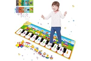 Innedu Tappeto Musicale, Pianoforte Tappeto con 8 Suoni Animali & 3 Suoni Strumenti, Tappetino per Pianoforte Educativi, Tappetini da Ballo per 1 2 3 4 5 Anno Bambini, 110 x 36 cm