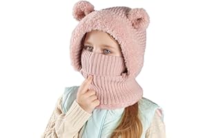 Koerye Bambini Cappello Invernali 3 in 1 Calda Carina Berretti in Lana a Maglia Passamontagna Cappello Sciarpa con Cappuccio per Alpinismo Sci