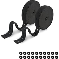 Fascia Elastica Con Fori Per Bottoni | 4 Rotoli Da 5m (Bianco/Nero) | Per Cucito E Modifica Abiti