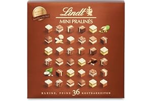 Lindt Czekolada - nugat mini pralinés | 165 g | pudełko na pralinki z 36 pralinkami w 9 wyselekcjonowanych, wykwintnych pralinkach Lindt | prezent czekoladowy | 1 szt