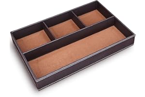 KINGFOM Skórzany organizer do szuflad na biurko, brązowy