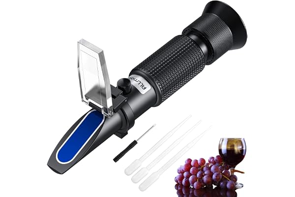 ALLmeter Réfractomètre Sucre pour vins de Raisin, Alcool Brix 0-25% et Sucre 0-40% avec ATC pour vérification de la maturité des Raisins jus de Baies, Vinification de vin Maison
