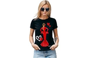 ILLUSTRARTE Camiseta Flamenca 100% algodón orgánico de Manga Corta para Mujer/niña