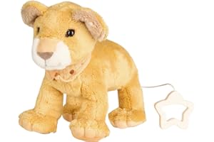 Sterntaler Spieluhr M Löwe Leo – aus weichem Stoff – entnehmbares Spielwerk – Melodie: Sandmann, lieber Sandmann, praktischer Sternengriff - Einschlafhilfe - Geschenk, ab Geburt, mattgelb