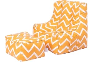 Ready Steady Bed Poltrona a sacco per bambini, con poggiapiedi, poltrona morbida, comoda e sicura per la stanza dei giochi, design ergonomico, mobile comodo per bambini (zig zag)