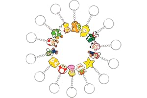 Chukua 14Pcs Ma-rio Schlüsselanhänger Kinder Bros Figuren Schlüsselringe Niedlich Silikon Anime Schlüsselbund Anhänger für Super Geburtstag Party Mitgebsel Kindergeburtstag Dekoration Fans Spielzeug