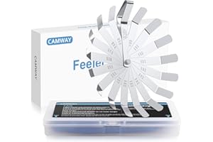 CAMWAY Stainless Steel Feeler Gauge 45º Blades,16 Blade Bent Feeler Gauges Imperial/Metric, Gas Thickness Gauge Measuring Tools for Valves,3D Printer, Guitar, Spark Plug, Piston Measure