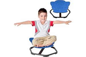DEXQUR Autism Kids Swivel Chair, Sensory Toys Chair for Kid Spinning Sensory Carousel Chair, Wobble Chair Kids Adhd, Sit and Spin for Autistic Swivel Chairs for Kids (Dark Blue)