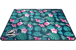 Xtrfy GP1, duża podkładka pod mysz dla graczy wykonana z tkaniny (460 x 400 x 4 mm), doskonałe właściwości ślizgowe, zszywane krawędzie, antypoślizgowy spód, można prać w pralce, Tropical Edition