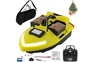 Garbenat Fischköderboot Ferngesteuertes Köderboot 500M Futterboot mit GPS 3 Köderboxen Angelköder Boot ABS Angeln Futterboot Kit für Seen, Flüssen, Meeren mit 12Ah Batterie 40 Positionspunkte (Gelb)
