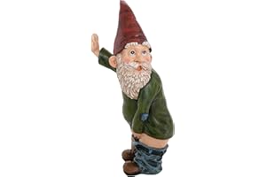 BELLA HAUS DESIGN GNOME Statue - 10.3" Tall Polyresin - Willy The Peeing Garden GNOME for Lawn Ornaments, Indoor Or Outdoor Decorations - Red and Green Funny Gnomes