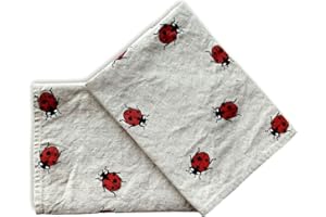‎JOWOLLINA JOWOLLINA 2er-Set: Gourmet Geschirrtücher Küchenhandtücher Handtücher Tücher 44x68 cm Halbleinen Stonewashed Bedruckt (Marienkäfer rot)