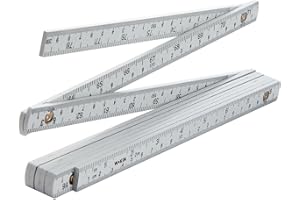 TOOLSTEK WOKIN Folding Ruler Carpenter Zig Zag Fibreglass Ruler cm, mm & inches ABS Body 2m Strong Durability Laying Ceramic Tiles Wood Floors Ideal Woodworking Tools for DIY Projects(Grey)