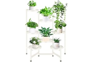 VeyFolzin.st 8 Etagen Metall Pflanzenständer Blumentopfständer, Blumenhocker Garten für Innen Außen, Blumenregal Regal Balkon Pflanzenregal Deko Pflanzentreppe Indoor Outdoor(8 Etagen Weiß)