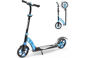 ‎TONBUX TONBUX Roller Kinder 6 7 8 9+Jahre,Aluminium Scooter Erwachsene,Cityroller Doppeltes Federungssystem, Höhenverstellbar&Klappbar Tretroller,Kickscooter bis 100kg Belastbar