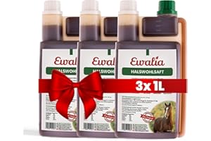 NEU! EWALIA Halswohlsaft - Beruhigendes Ergänzungsfuttermittel für Pferde, Förderung des allgemeinen Wohlbefindens, Natürliche Kräuterformel für Vitalität - mit Tierärzten entwickelt, 3x1 Liter