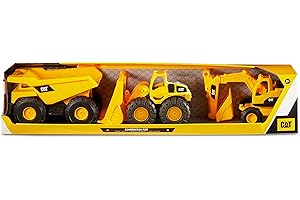 Caterpillar - Pack de 3 véhicules 25 cm - Camion Benne, Excavatrice et Chargeur Frontal Jaune