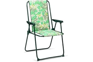 Solenny 50001001155151 Chaise Pliante de Jardin avec Rembourrage et Dossier Haut, Métal, Multicolore