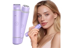 PRITECH Lady Shavers for Women 2 in 1 Facial Hair Remover for Women Rechargeable Dual Head Women Shaver for Bikini Trimmer, Waterproof Public Hair Trimmer for Face,Underarm,Leg,USB-C Smart Light (Purple)