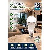 ŞANLED Şarjlı Ak&uuml;l&uuml; 15w Beyaz Işık Led Ampul-1-2-4-5-8-10 Adet (1)