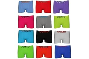 SaoTi 12 Bóxer Ajustados De Microfribra para Hombre Sin Costuras, Suaves y cómodos, Colorido Moderno