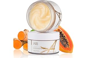 ANAI RUI ANAiRUi Balsamo detergente con papaya di curcuma, struccante per la pulizia del viso, peeling, riduzione delle macchie scure, acne, pelle liscia, detergente per la pelle, 3,5 OZ