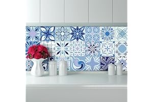 AMBIANCE STICKER Adesivo per piastrelle da 30 pezzi per bagno e cucina | Piastrelle in Ceramica Autoadesive Effetto Mosaico | Adesivi murali in porcellana 15 x 15 cm - Madère