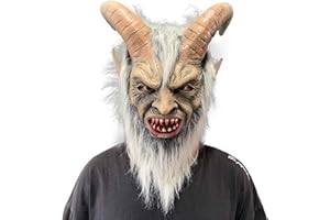 LePyCos Lucifer Maske mit Hörnern Gruseliger Teufel Krampus Masken Halloween Cosplay Kostüm Requisiten