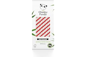 The Cheeky Panda Bamboo Paper Straws | 250 Coloured Drinking Straws with Red Stripes